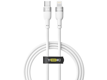Кабель Yoki Silicone, Type-C — Lightning, 30Вт, 1,2м, Белый