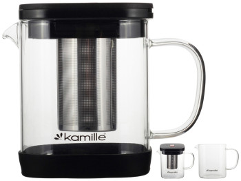 Заварник со съемным ситечком Kamille, 600мл (стекло, нержавеющая сталь)