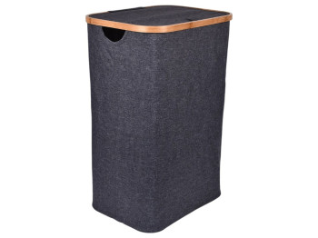 Корзина для белья, бамбук, текстиль, 40×33×45см, цвет серый