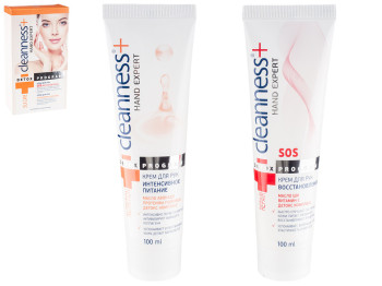 Набор косметический Cleanness+ "Silk care" (крем для рук питат. 100мл+крем для рук восстанав. 100мл)