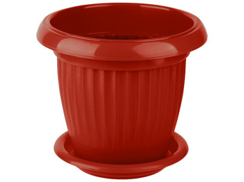 Горшок для цветов с подставкой круглый 190мм 2,0л (цвет красный) Консенсус