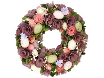 Декоративный пасхальный венок, 34см, цвет - пепел розы