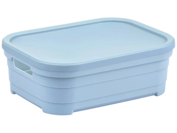 Кошик Idea Home Pyramid, прямокутний, з кришкою, пластик, 2,8л, 24×18,3×8,5см, колір блакитний