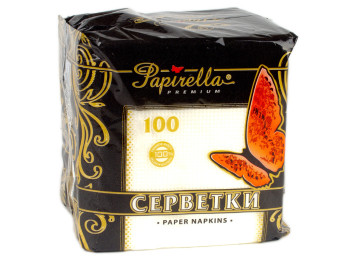Салфетки "Papirella" белые однослойные (черная упаковка) 22x22см 100шт