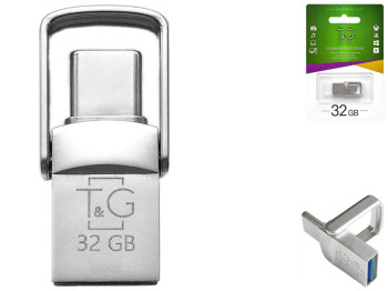 USB флеш-накопитель T&G OTG 32GB Type C, металлическая серия 104, цвет Стальной