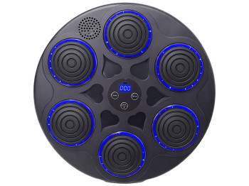 Тренажер боксерський музичний, настінний, ABS пластик, LED підсвічування, Bluetooth, 38см, чорний