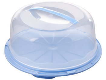Тортница круглая R plastic, d34см, высота 16см, голубая, 22003