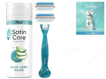Подарочный набор Gillette Venus (Бритва+2 картриджа+Satin Care Гель для бритья Sensative, 75мл)