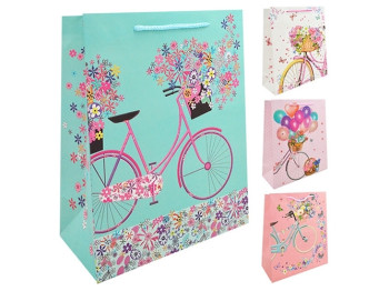 Пакет подарочный бумажный M Sweet bicycle 26х32х10см
