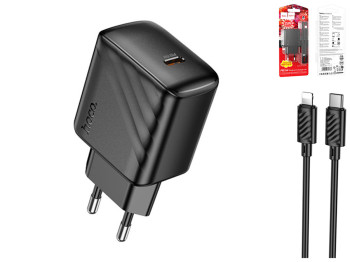 Сетевое зарядное устройство Hoco CS24A, 25 ватт, type-c pd/qc, type-c to lightning, цвет черный