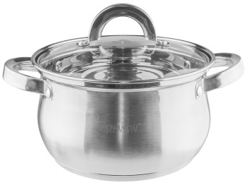 Кастрюля Stenson Belly с крышкой, все типы плит, капсульное дно, нержавеющая сталь D18см, 2,6л