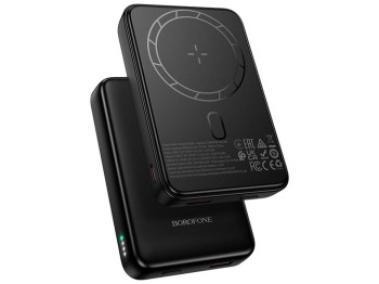 Power Bank Borofone BJ82A Dawn, 10000mAh, PD20W, магнітний, бездротова зарядка, пластик, чорний