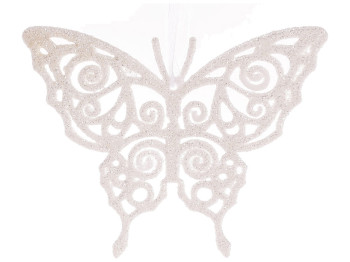 Ялинкова прикраса Метелик, 11см, колір - білий