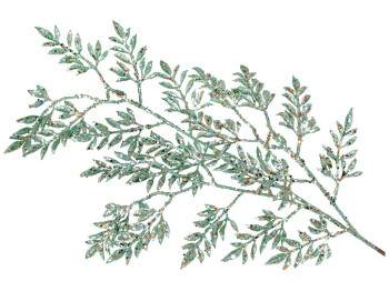 Декоративная ветка 80см, цвет - бирюзовый глиттер