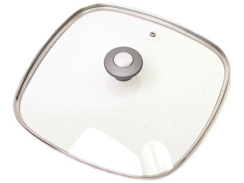 Крышка стеклянная квадратная Kamille с металлическим ободком (универсальная) D28см