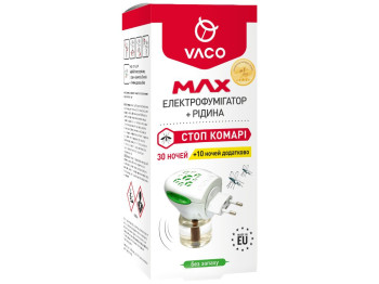 Электрофумигатор Vaco Max, с жидкостью от комаров, 30 ночей + 10 ночей в подарок, 30мл