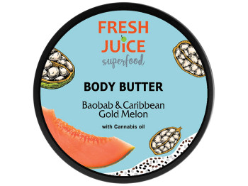 Крем-масло для тела Fresh Juice Superfood Baobab Caribbean Gold Melon, с маслом каннабиса, 225мл