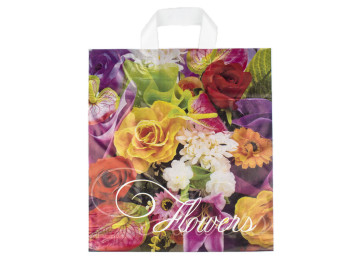 Пакет "петля" 43x37 "Flowers" (цена за упаковку 50шт)