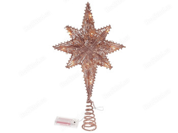 Верхушка на елку с подсветкой Звезда, 10 LED, 40см, цвет - розовое золото