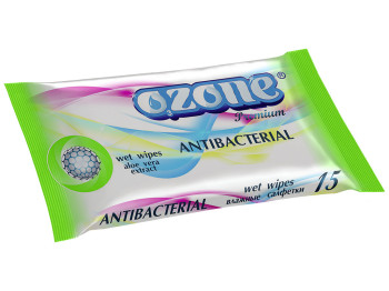 Вологі серветки дитячі Ozone Premium "З екстрактом алое вера" антибактеріальні 15шт