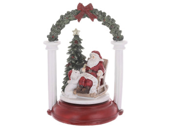 Новогодний декор с музыкальным сопровождением (песня Jingle Bell) Санта Клаус в кресле с елкой и соб