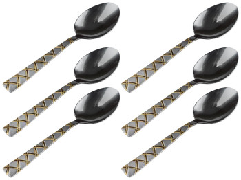 Ложки чайные Stenson "Golden Stripe" нержавеющая сталь 3х0,1х15см (цена за набор 6шт)