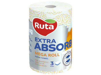 Рушники паперові Ruta Selecta Mega roll білі тришарові, целюлозні (ціна за 1 рулон)