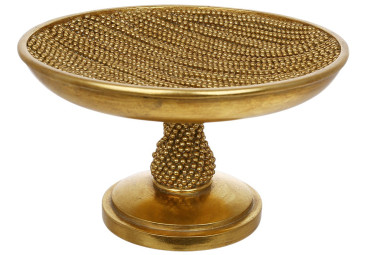 Блюдо декоративне на ніжці Pearl, полірезина, 22×13,5см, колір золотий