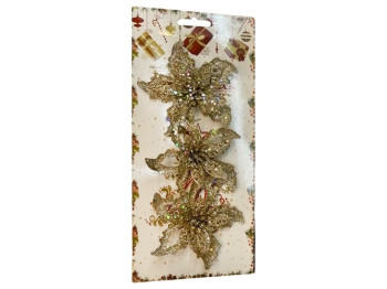 Декор праздничный Цветы, 9см (цена за набор 3шт)