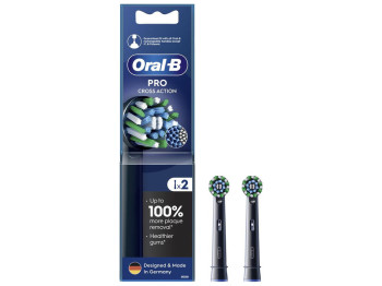 Насадки для електричної зубної щітки Oral-B Pro Cross Action, пластик, нейлон, колір чорний, 2шт
