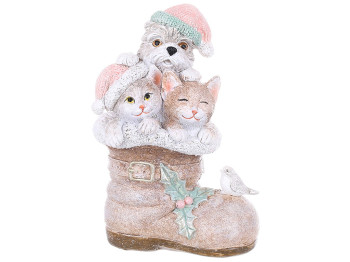 Декоративная фигура Животные в сапожке, 9,5x7x13,5см, цвет - светло-коричневый с розовым