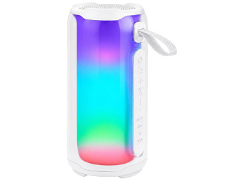 Колонка беспроводная, Bluetooth 5.3, LED подсветка, IPX7, ABS пластик, 18×8,8см, цвет белый