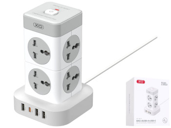 Сетевой Удлинитель XO WL21 Tower Shaped 8AC socket+3USB-A+1USB-C 2m Цвет Белый