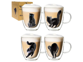 Чашка с двойной стенкой Black Cat стеклянная 13х9,2х11см 400мл