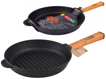 Сковорода-гриль чугунная Brizoll Optima съемная ручка D26см, 50,2х27,1х5,6см О2640Г-Р