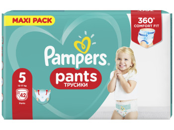 Подгузники-трусики одноразовые для мальчиков и девочек Pampers Pants Размер 5 12-17кг 42шт