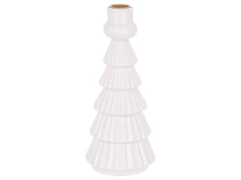 Подсвечник Ёлка, керамика, свеча 22мм, 9×20,5см, цвет белый