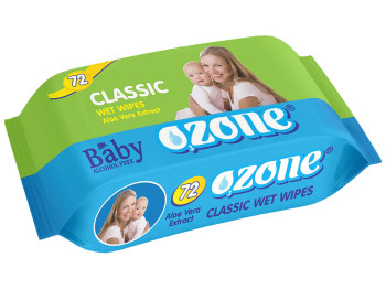 Вологі серветки дитячі "OZONE" "З екстрактом алое" 72 шт