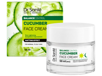 Крем для лица Dr. Sante Cucumber Balance Control, с экстрактами огурца и лимона, 50мл