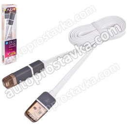 Кабель PULSO USB - Micro USB/Apple 1m white (плоский)