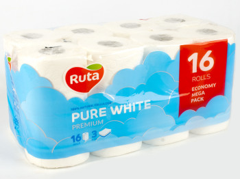 Папір туалетний "Ruta" Pure White білий тришар. (ціна за уп. 16 рулонів)