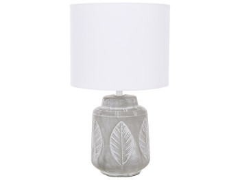 Лампа настольная с фарфоровым основанием и тканевым абажуром, 33см, цвет - серый с белым