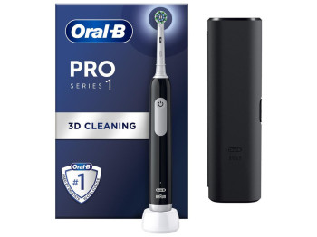 Зубна щітка електрична Oral-B Pro Series 1, акумулятор, 3 режими, футляр, пластик, колір чорний