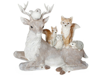 Декоративная статуэтка Олень с животными, 44см, цвет - серо-коричневый