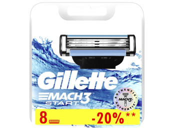 Кассеты сменные для бритвы Gillette Mach3 Start 3 лезвия (цена за набор 8шт)