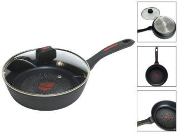 Сковорода-сотейник Benson, с крышкой, литой алюминий, антипригарное термоиндикаторное покрытие, 28см