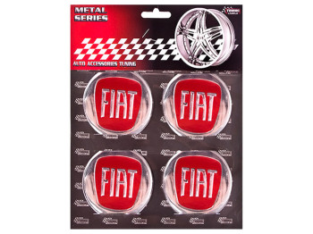 Наклейки на колпаки FIAT, 9см, красные, 4шт