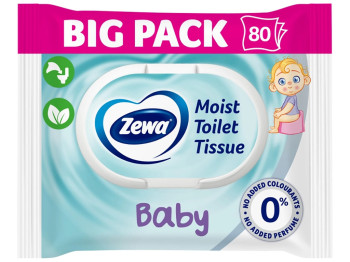 Влажная туалетная бумага Zewa Baby, 80шт