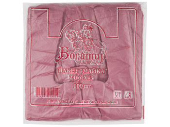 Кулек с ручками типа майка Богатир (100шт) 24x43см