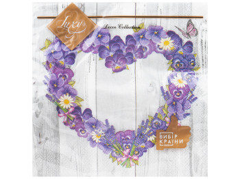 Серветки Квіткове серце Luxy, 33х33см, 3 шари, 18шт